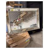 THIS IS A MIRRORED GLASS WALL MIRROR WITH A BEADED FRAME AND  BEVELED EDGE DETAILS- MEAS.- 20x30-