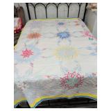 HANDMADE LEMOYNE FLOWER STAR FULL SIZE QUILT