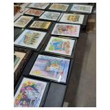 13 REBECCA SLOCUM SIGNED PRINTS - CATS AND BUILDINGS + 1 HAS CRACKED FRAME