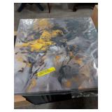 NEW - LOUGHRAN MUSTARD YELLOW AND VIVID GRAY ABSTRACT CANVAS PRINT 24X24