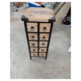 DECORATIVE 10 DRAWER WOOD STORAGE CABINET 14X11X34