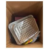 BOX OF MISC, TINS, STORAGE, AND CUPS