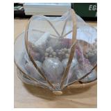 COVERED BASKET WITH ARTIFICIAL FRUIT