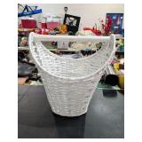 WICKER BASKET WITH HANDLE 15 1/2 INCHES TALL