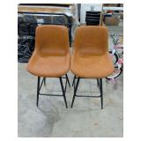 NEW - SET OF 2 FAUX LEATHER BAR COUNTER STOOLS 24 INCHES FLOOR TO SEAT