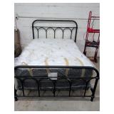 METAL FULL SIZE BED - HEADBOARD AND FOOTBOARD WITH RAILS - SEALY BOX SPRING AND MATTRESS WILL BE GIVEN TO BUYER IF WANTED