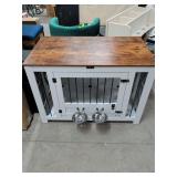 WOOD FOLDABLE DOG CRATE WITH FOOD AND WATER BOWLS THAT TURN IN AND OUT 42X24X29