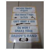NEVER TRUST A GUY METAL SIGN 12X18