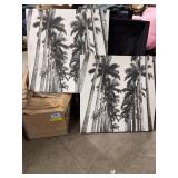 TWO BLACK AND WHITE CANVAS PRINT DEPICTING THE ICONIC PALM TREE AVENUE-  AT THE JARDIM BOTANICO IN REO de JANEIRO- MEAS.- 30x30-