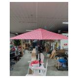 NEW - ALLEN ROTH 9 FT CORAL PATIO UMBRELLA WITH AUTO TILT
