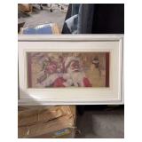 A VINTAGE STYLE- FRAMED ARTWORK FEATURING SANTA CLAUS- MEAS.- 16.5x26.5-