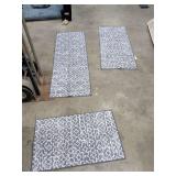 NEW - SET OF 3 MACHINE WASHABLE NON SLIP KITCHEN RUGS