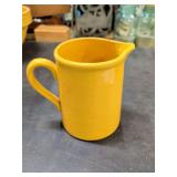 YELLOW STONEWARE PITCHER 5 3/4 INCHES TALL