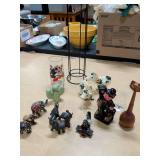 BRASS ELEPHANTS - SMURF GLASS - COW FIGURES AND ETC