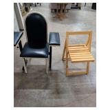 ARM CHAIR AND A WOOD FOLDING CHAIR