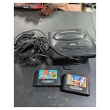 SEGA GENESIS WITH 2 GAMES - CONTROLLERS