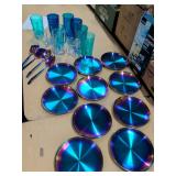 COLORFUL PLATES - SILVERWARE AND GLASSES
