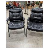 2 FAUX LEATHER SIDE CHAIRS 17 INCHES FLOOR TO SEAT