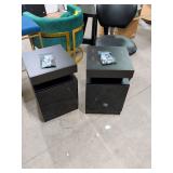 NEW - SET OF 2 END TABLES WITH STORAGE AND LED LIGHTS WITH REMOTE CONTROL 15X15X24