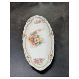 HAND PAINTED CELERY DISH MARKED GERMANY