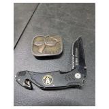 SPECIAL FORCES KNIFE AND BUDWEISER BELT BUCKLE