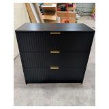 NEW - BLACK RIBBED FRONT 3 DRAWER CHEST - 31X16X30