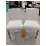 NEW - SET OF 2 CUSHIONED SIDE CHAIRS BEIGE COLOR 19 INCHES FLOOR TO SEAT