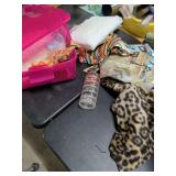 SEWING MATERIAL IN STORAGE TOTE