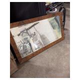 THIS IS A VINTAGE MODERN LARGE MIRROR- WITH A ROSEWOOD VENEER- MEAS.- 21.5x 40-
