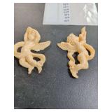 2 MADE IN ITALY ANGEL WALL HANGINGS BY SCULPTOR A. SANTINI  7 INCHES TALL