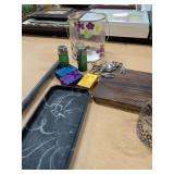 CUTTING BOARD - SALT AND PEPPER SHAKERS - TRAY AND ETC