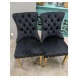 NEW - SET OF 2 SEITA BLACK VELVET WING BACK CHAIRS 19 INCHES FLOOR TO SEAT