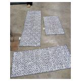 NEW - SET OF 3 MACHINE WASHABLE NON SLIP KITCHEN RUGS