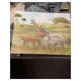 HOME INTERIOR- SAFARI ANIMAL FEAMED WALL HANGING- MEAS.- 12x16-