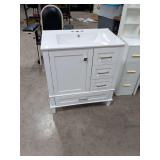 NEW - MEGGHAN 30 INCH VANITY WITH CERAMIC SINK TOP 3 DRAWERS WITH SIDE DOOR - 30X18X34