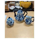 PORCELAIN TEAPOT - CREAMER AND SUGER BOWL