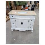 NEW - PRISTINE HERITAGE - 42 INCH BATH VANITY MARBLE TOP - CARVED DESIGNS WITH BRONZE HANDLES - 42x211/2x36