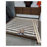 NEW - KING SIZE BED WALNUT FINISH - HEADBOARD AND FOOTBOARD WITH RAILS AND SLATS