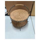 WICKER AND METAL PIE STAND
