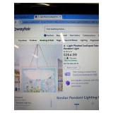 NEW - MERCER 41 - LIGHT PLEATED SCALLOPED FABRIC BOWL PENDANT LIGHT
