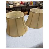 TWO TAN LAMP SHADES