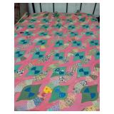 HANDMADE FULL SIZE QUILT - DOES HAVE SOME WORN SPOTS NOT BAD
