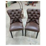 NEW - SET OF 2 FAUX LEATHER SIDE CHAIRS WITH NAILHEAD TRIM 20 INCHES FLOOR TO SEAT