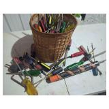 Hand-Held Screwdriver Collection with Woven Basket