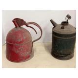 Two Metal Safety Cans and Fuel Dispensers