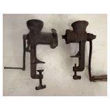 Two Keystone Meat Grinders Cast Iron