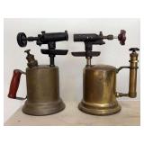 Two Brass and Cast Iron Blow Torches