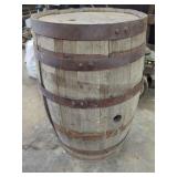 Wooden Barrel with Metal Hoops