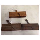 Set of Three Wooden Hand Planes