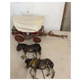 Wooden Conestoga Wagon Lamp with Mules